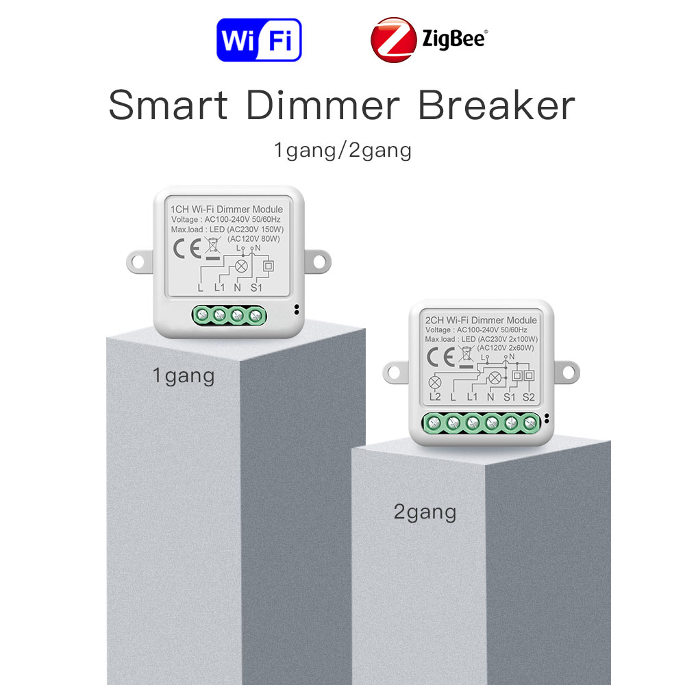 Wireless 1-2 Gang Smart Dimmer Breaker WiFi/ZigBee Optional RSH-DM01/DM02