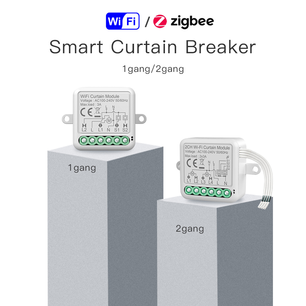 Wireless 1-2 Gang Smart Curtain Breaker WiFi/ZigBee Optional RSH-CU01/CU02