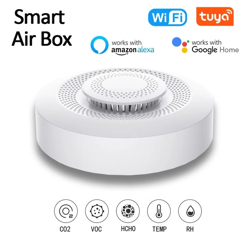 Tuya WiFi Smart Air Box 5 in 1 Detector for CH2O & VOC & CO2 & Humidity & Temperature