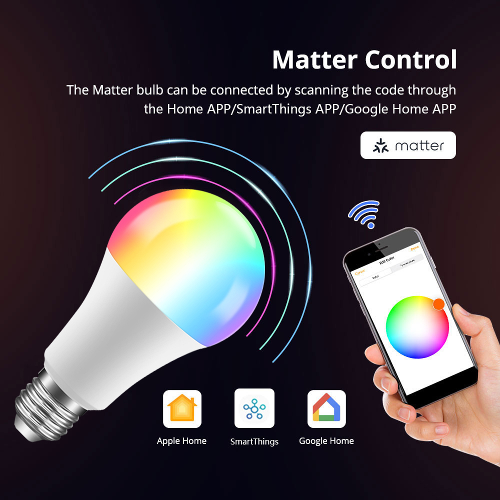 Matter Smart Bulb with RGB Colors (RSH-Matter-WB080)
