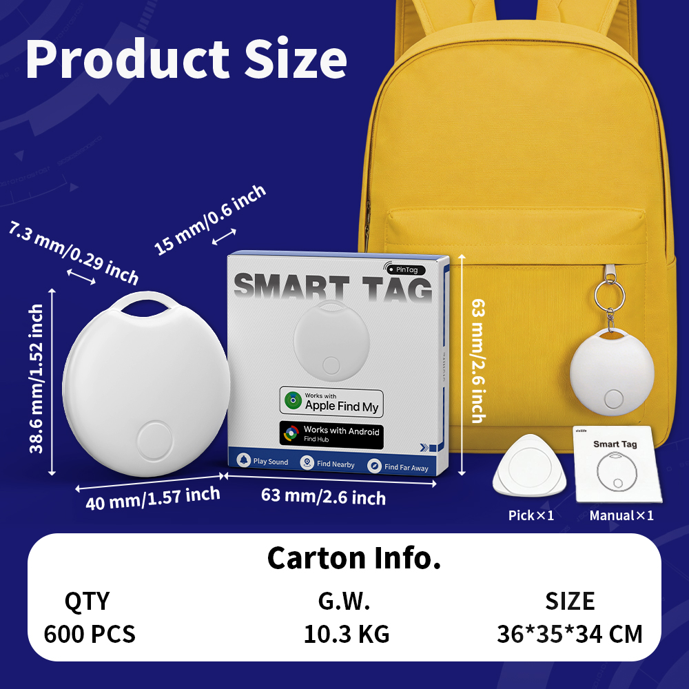 Dual System Smart Tag Compatible with Apple Find My & Google Find Hub (RSH-Xtag09)