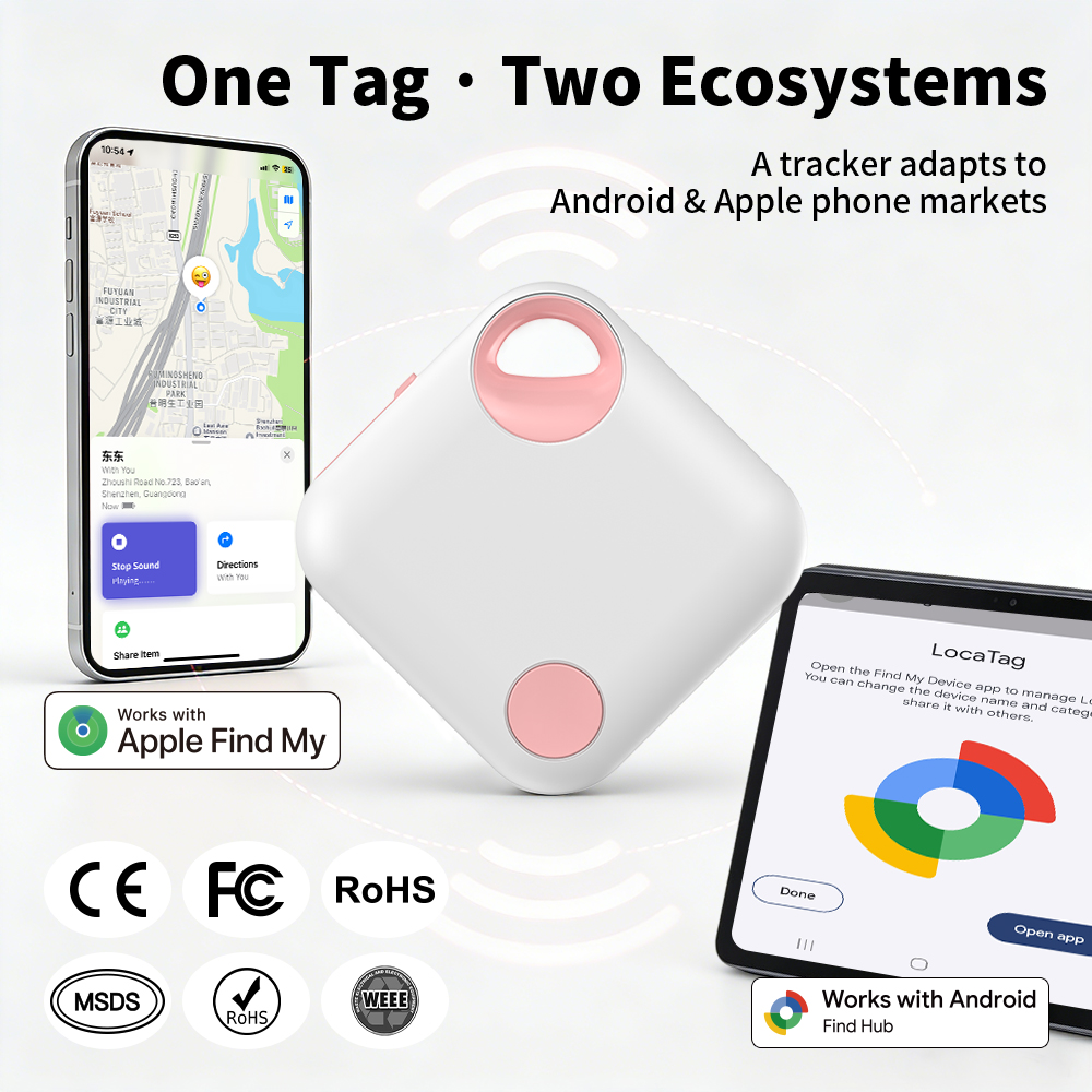 Rechargeable Dual System Smart Tag Compatible with Apple Find My & Google Find Hub (RSH-Xtag16)