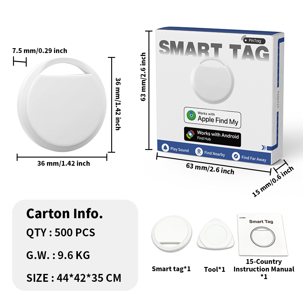 Dual System Smart Tag Compatible with Apple Find My & Google Find Hub (RSH-Xtag13)