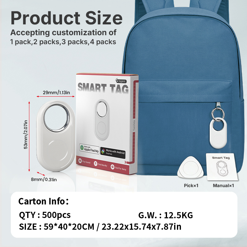 Dual System Smart Tag Compatible with Apple Find My & Google Find Hub (RSH-Xtag12)