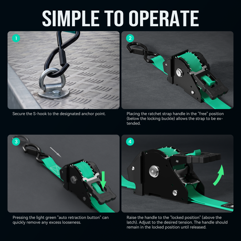 Retractable Ratchet Tie Down Strap