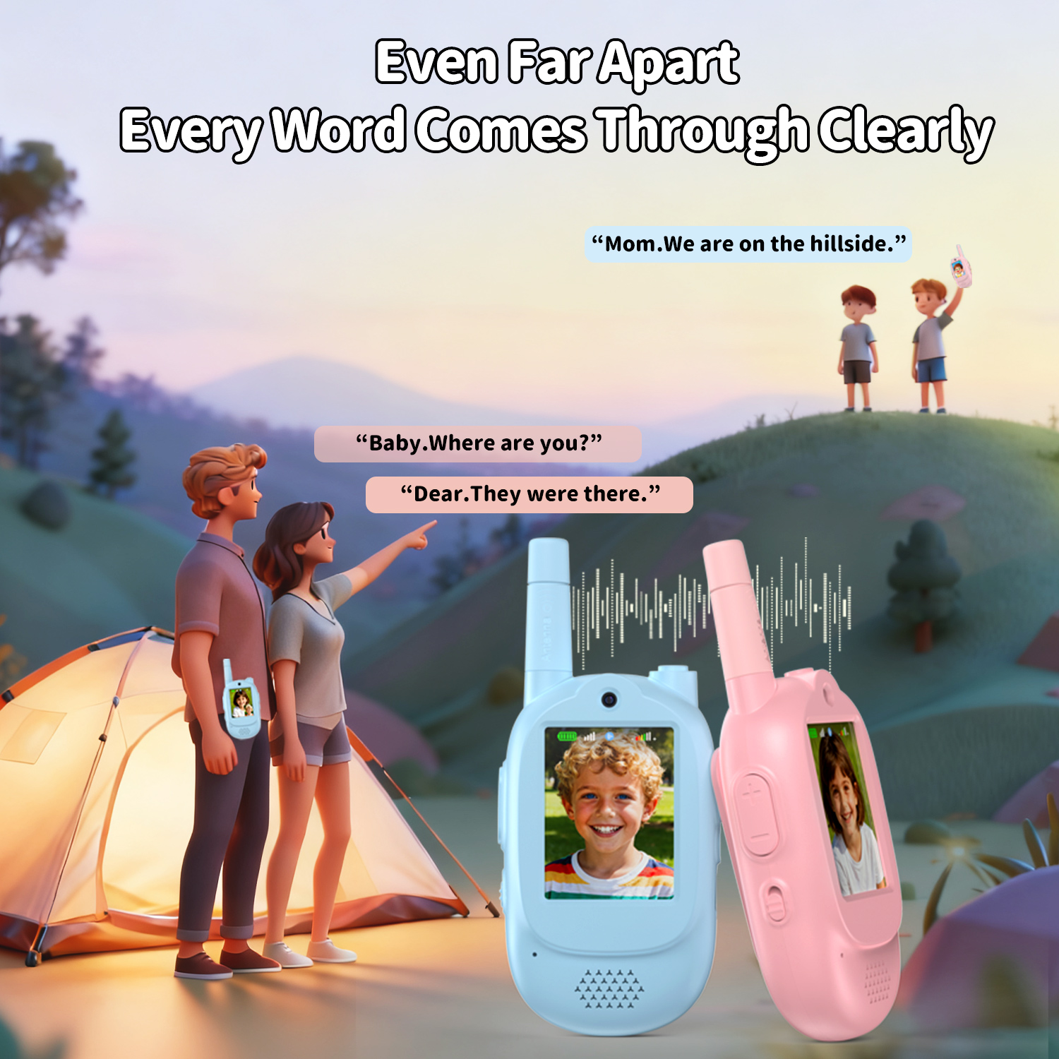 Kids Video Walkie Talkie with 1000mAh Battery 500m Barrier-Free Range (RSH-LM02)