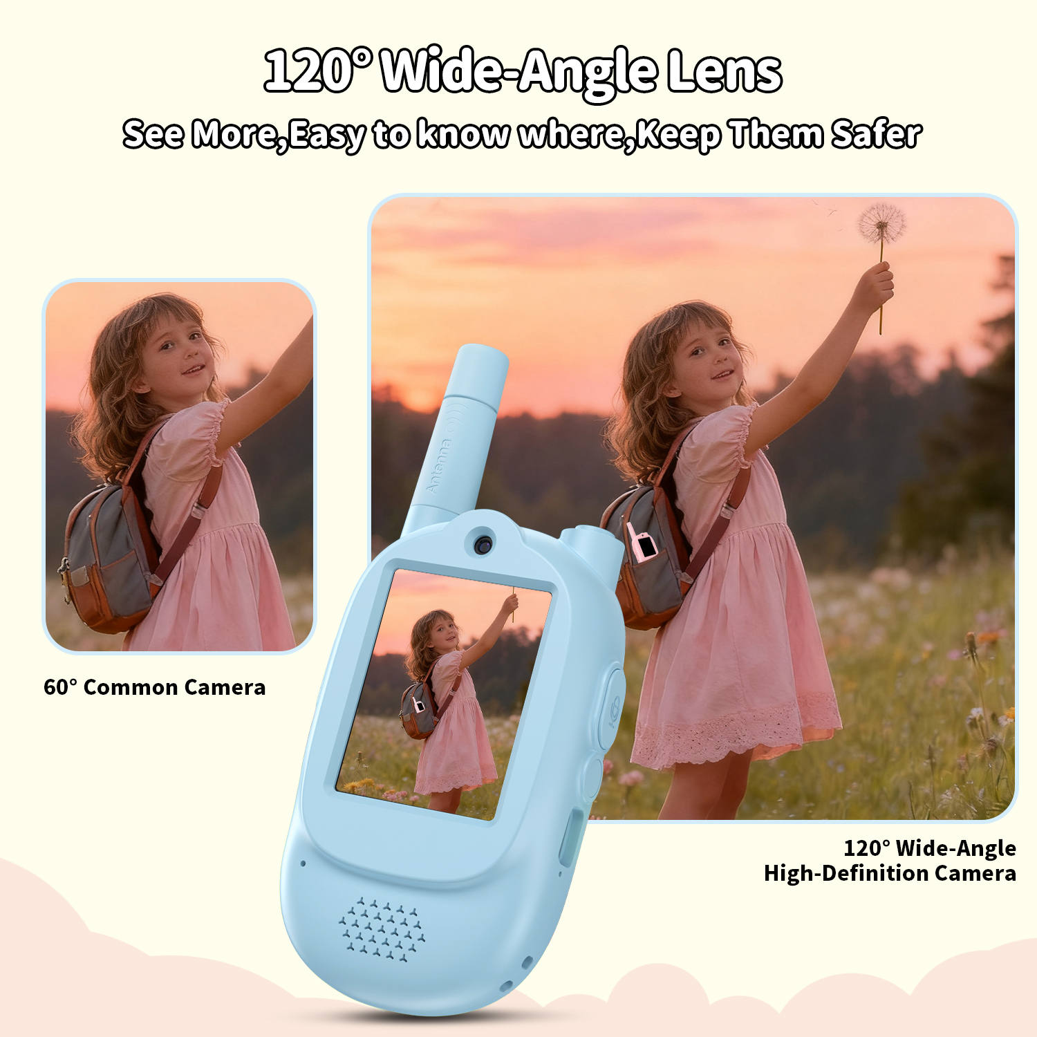 Kids Video Walkie Talkie with 1000mAh Battery 500m Barrier-Free Range (RSH-LM02)