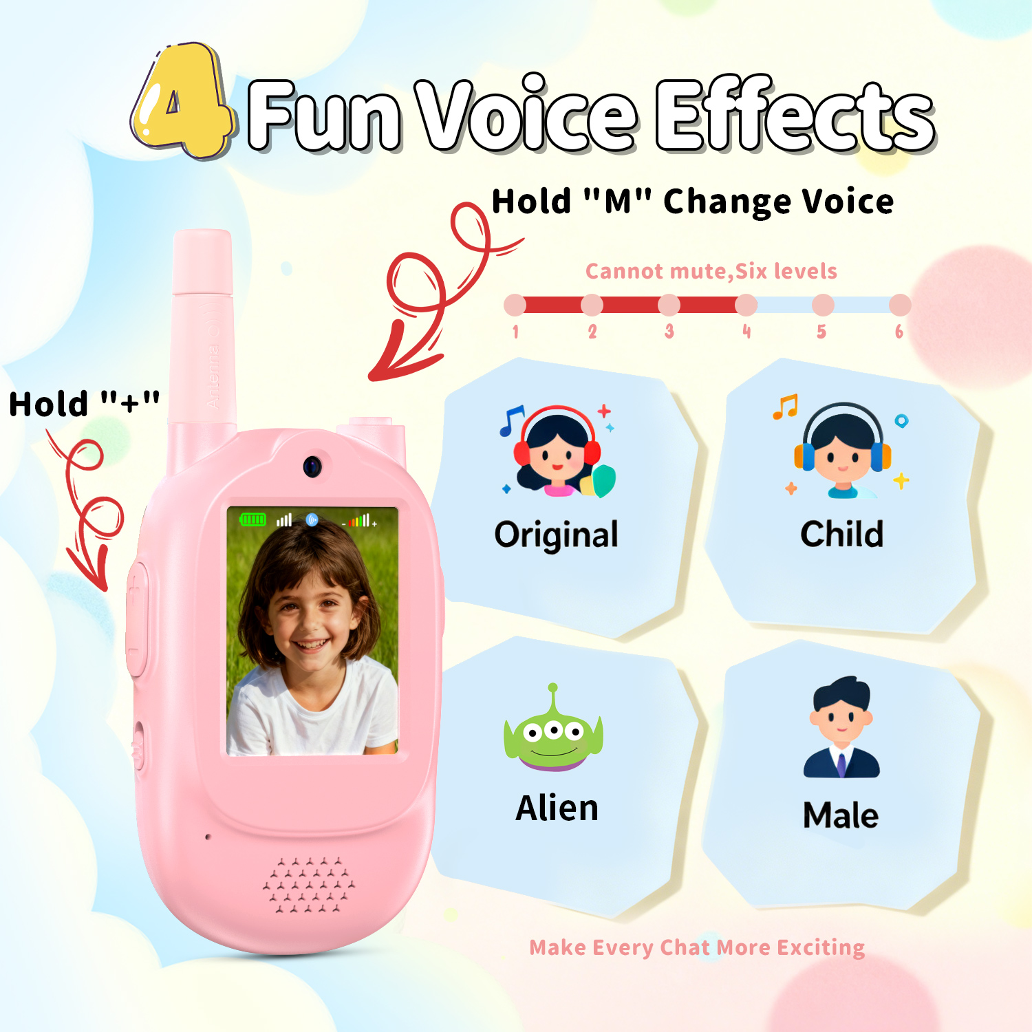 Kids Video Walkie Talkie with 1000mAh Battery 500m Barrier-Free Range (RSH-LM02)