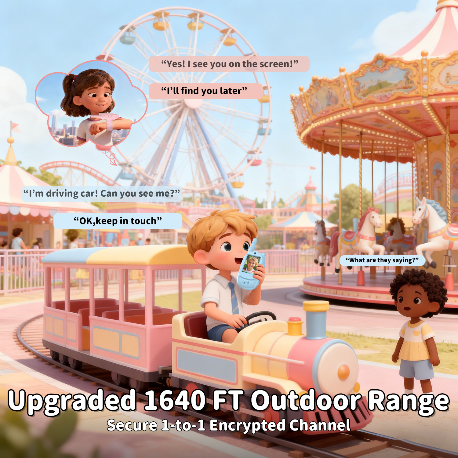 Kids Video Walkie Talkie with 1000mAh Battery 500m Barrier-Free Range (RSH-LM02)